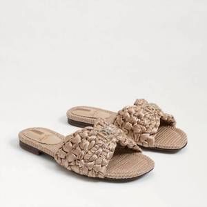 NEW SAM EDELMAN women's bridget squared open toe slip on in ecru